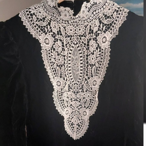 Vintage Jessica McClintock Gunne Sax Black Velvet Victorian Dress |  Gothic - Picture 10 of 13